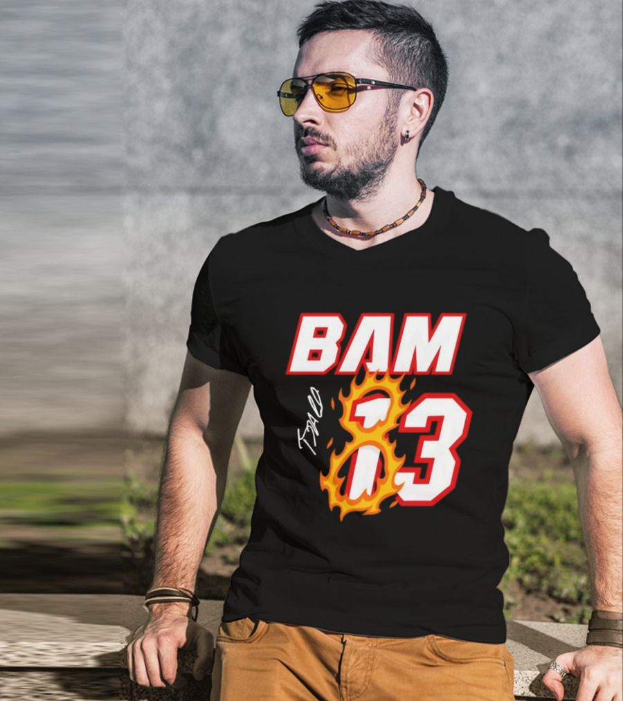 Bam Adebayo Miami Heat BAM 13 Flaming Signature T-Shirt