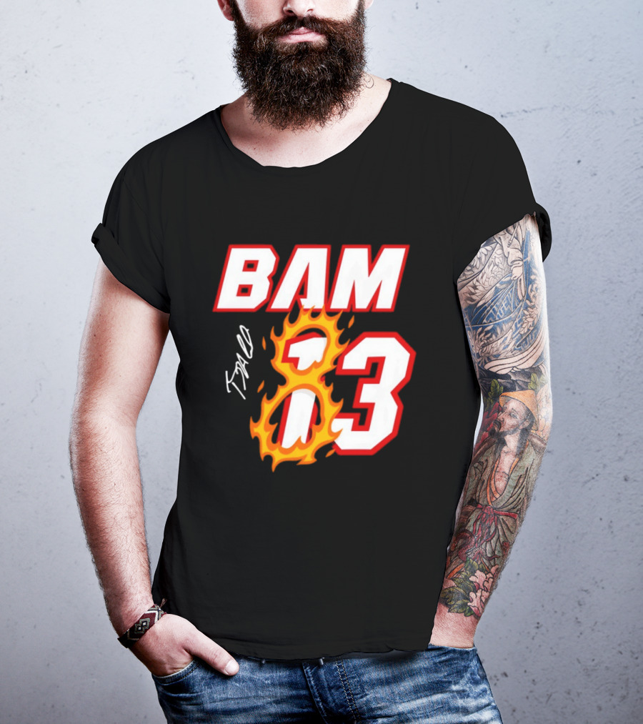 Bam Adebayo Miami Heat BAM 13 Flaming Signature T-Shirt