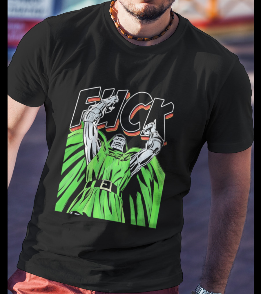 Dr Doom Green Cape Comic Style F**K T-Shirt