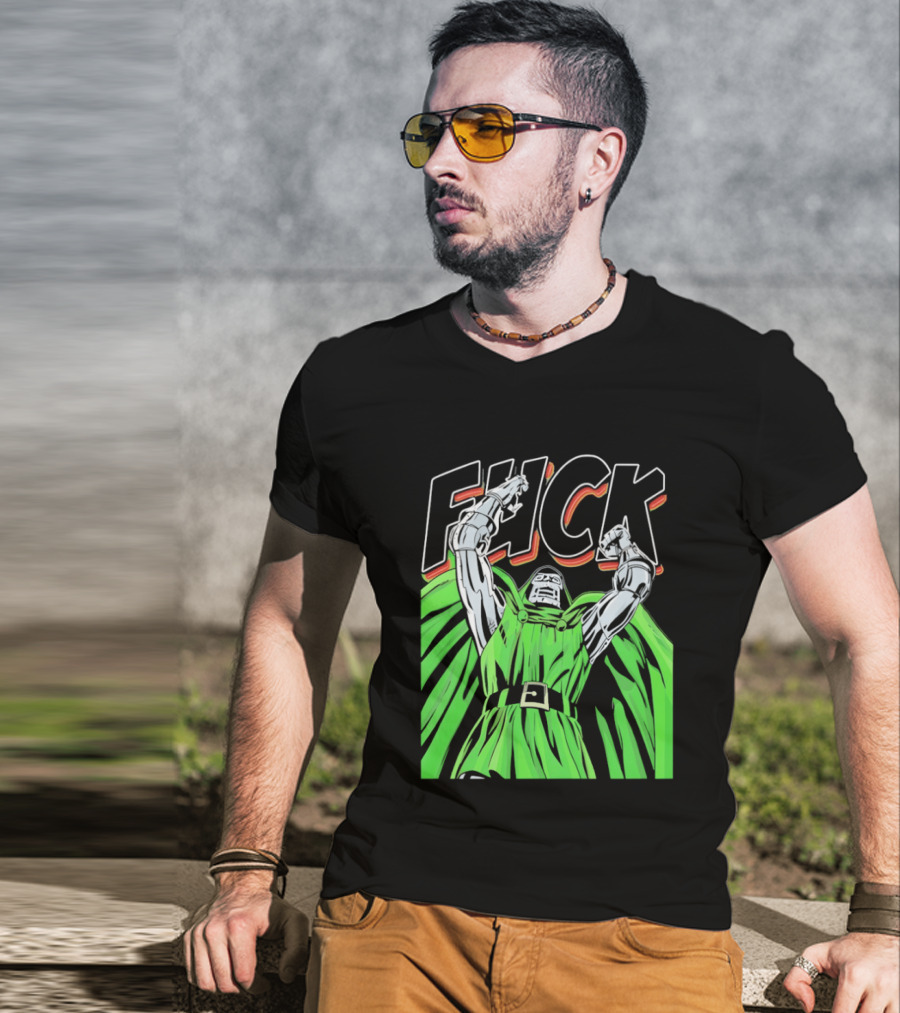 Dr Doom Green Cape Comic Style F**K T-Shirt