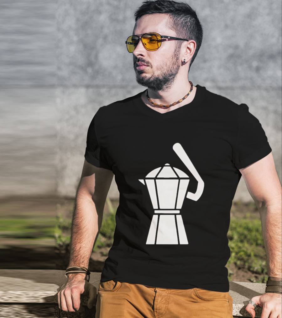 Espresso Baseball Coffee Filter Moka Pot Shape T-Shirt