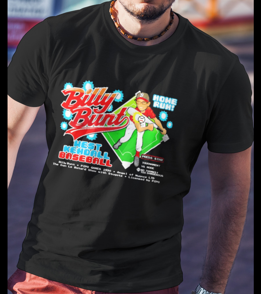 Billy Bunt West Kendall Baseball Home Run Power Star Player Action By Moorer T-Shirt