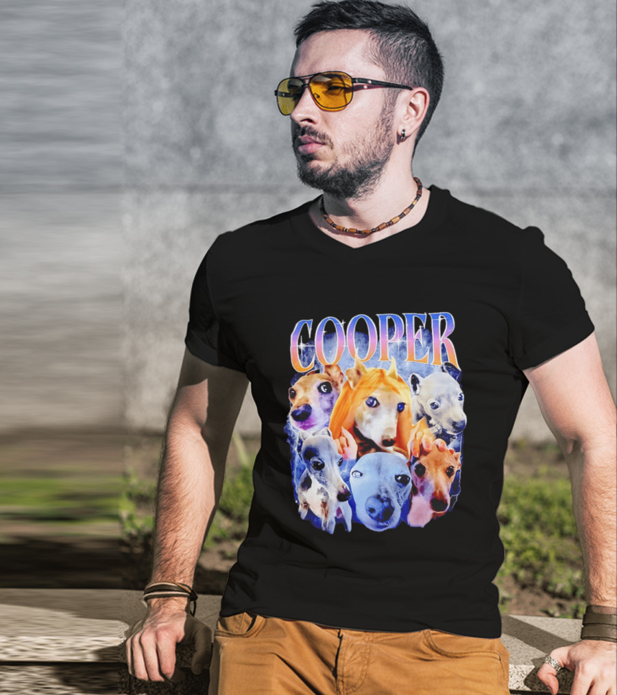 Cooper Dog Collage Colorful Lightning Effects T-Shirt