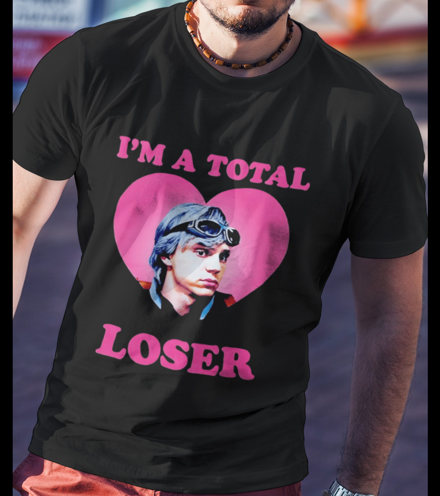 Evan Peters I'm A Total Loser Pink Heart Goggles T-Shirt