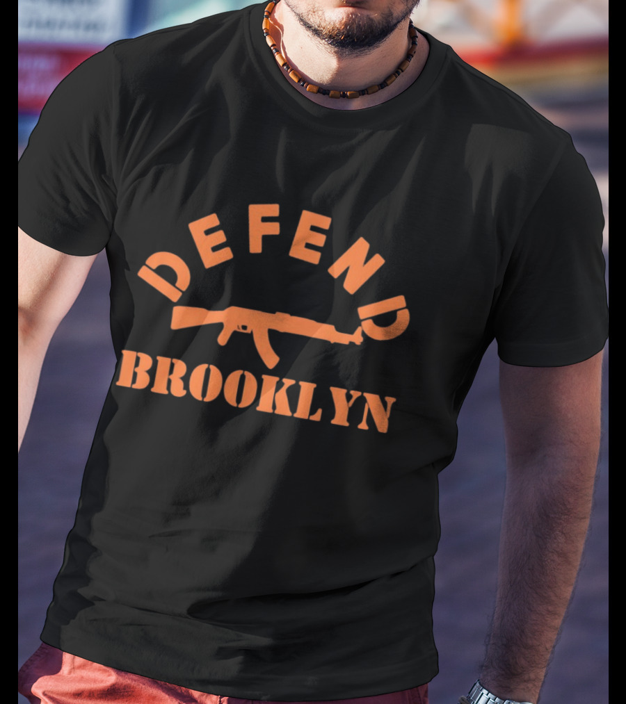 DEFEND Brooklyn AK 47 Rifle Shape Bold Orange T-Shirt