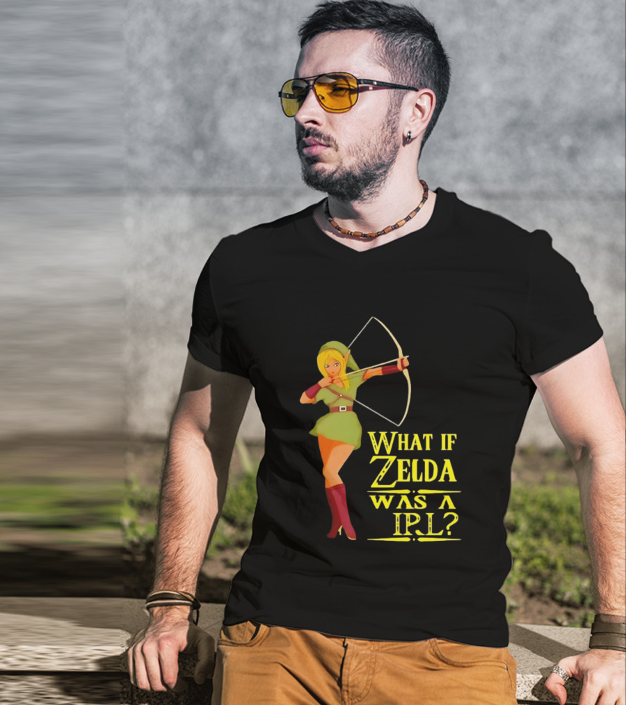 What If Zelda Was A Girl Female Elf Holding A Bow T-Shirt