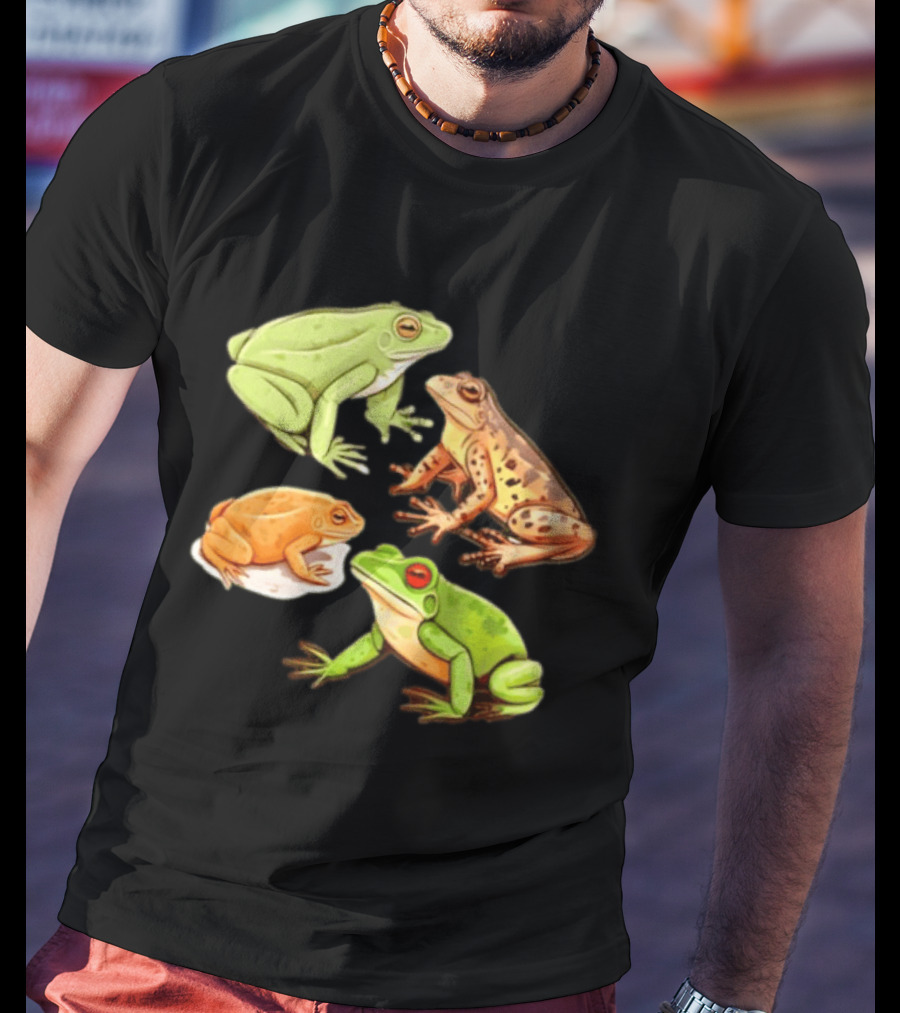 Four Spotted Frogs Vibrant Colors Variety T-Shirt