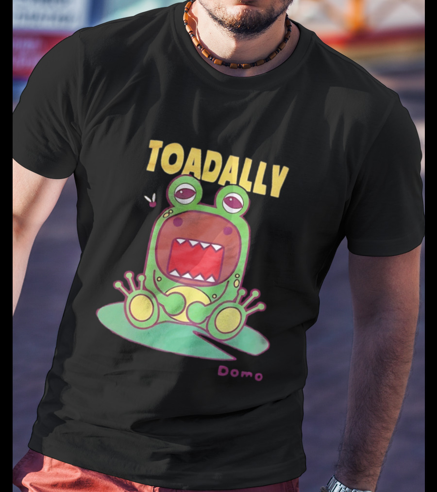 Toadally Domo Cartoon Frog With Red Mouth And Butterfly T-Shirt