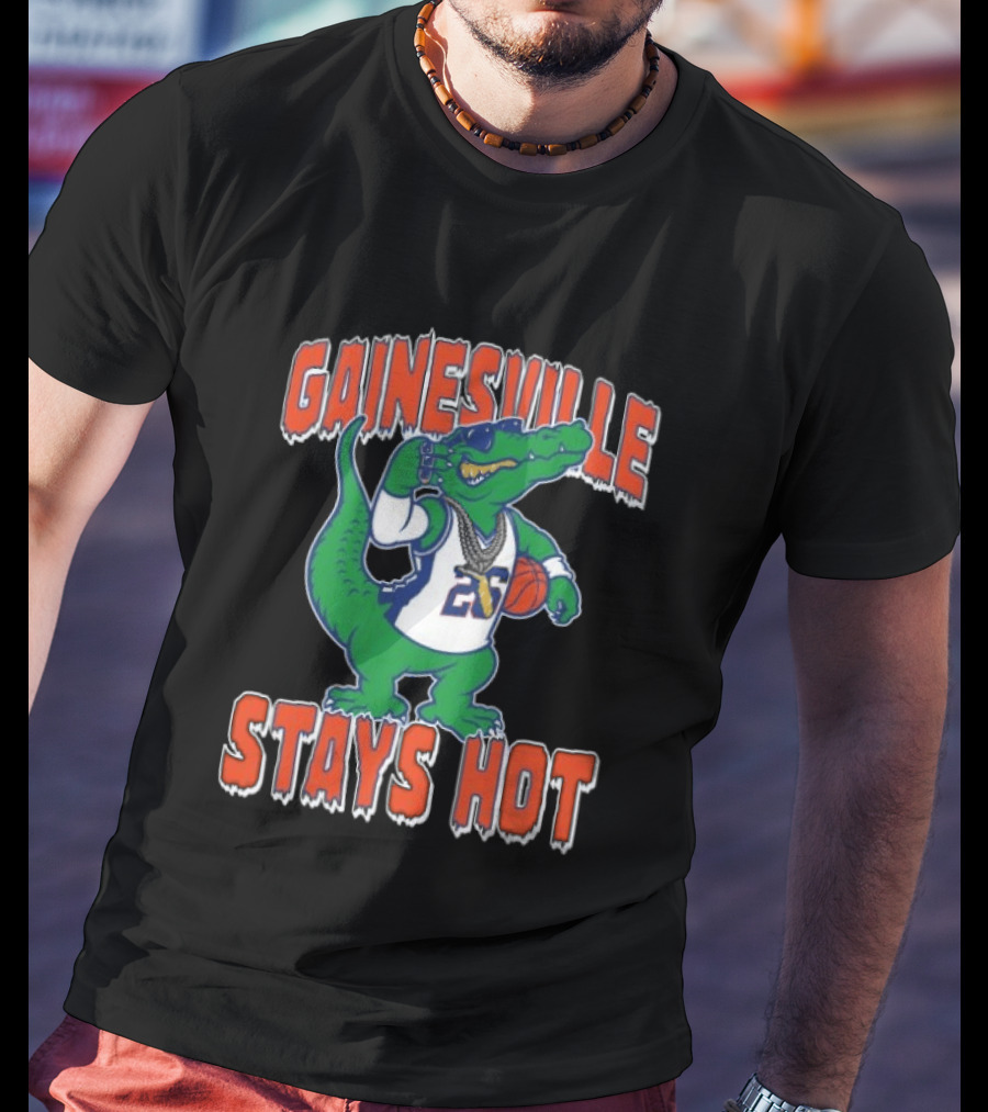 Gainesville Stays Hot Alligator Basketball Player With Sunglasses And Jersey T-Shirt