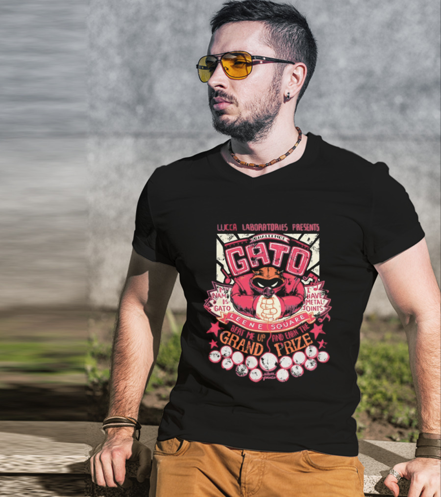 Lucca Laboratories Presents Gato Leene Square My Name Is Gato I Have Metal Joints Grand Prize T-Shirt