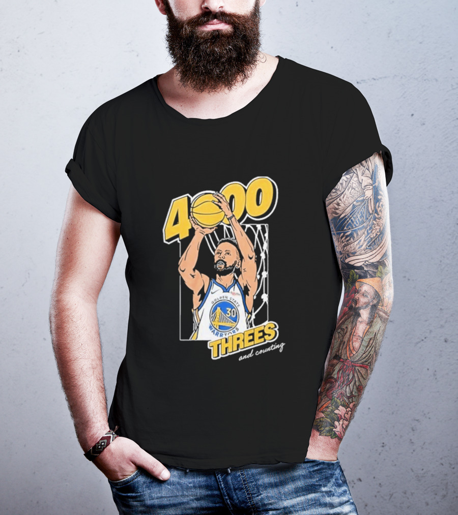 Golden State Warriors Steph Curry 4000 Threes And Counting T-Shirt