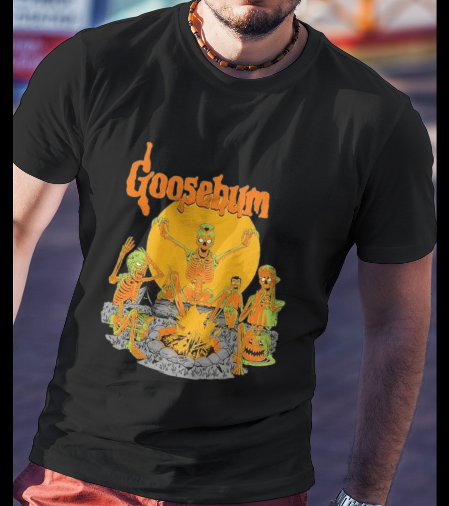 Goosebumps Skeleton Campfire Gnomes Slappy The Dummy Halloween Scene T-Shirt