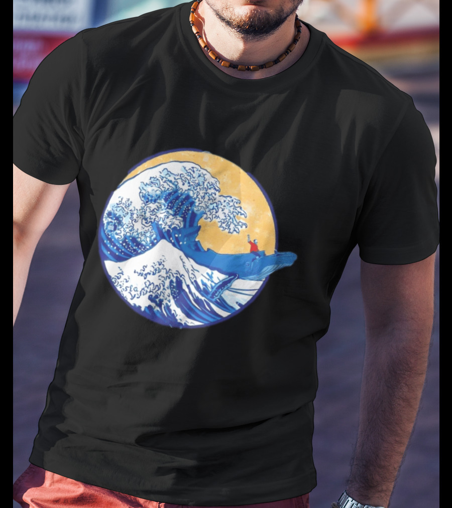 The Great Wave Meets The Great Beast With Whale Rider And Surfing Waves T-Shirt