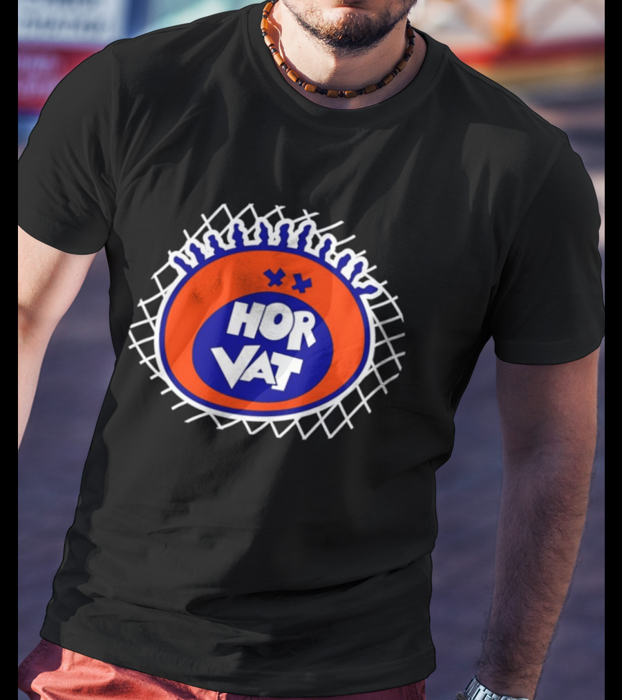 Hor Vat Orange Blue Circular Grid T-Shirt