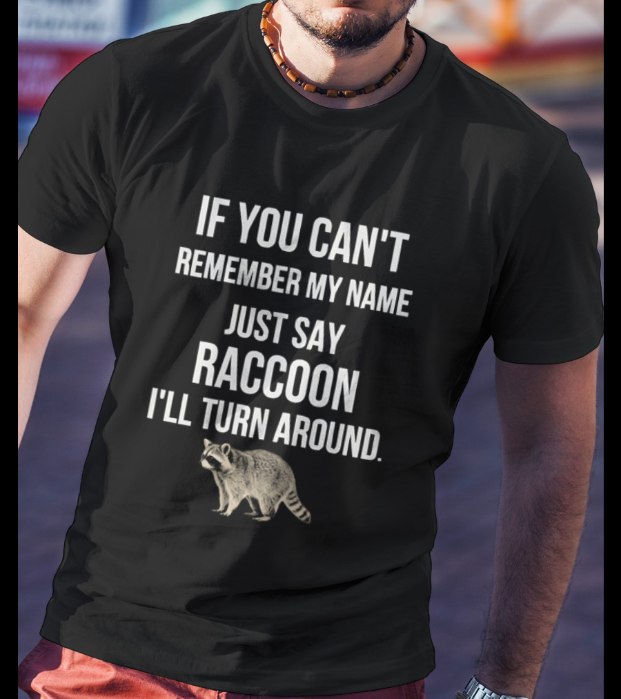 If You Can't Remember My Name Just Say Raccoon I'll Turn Around Playful Humor T-Shirt