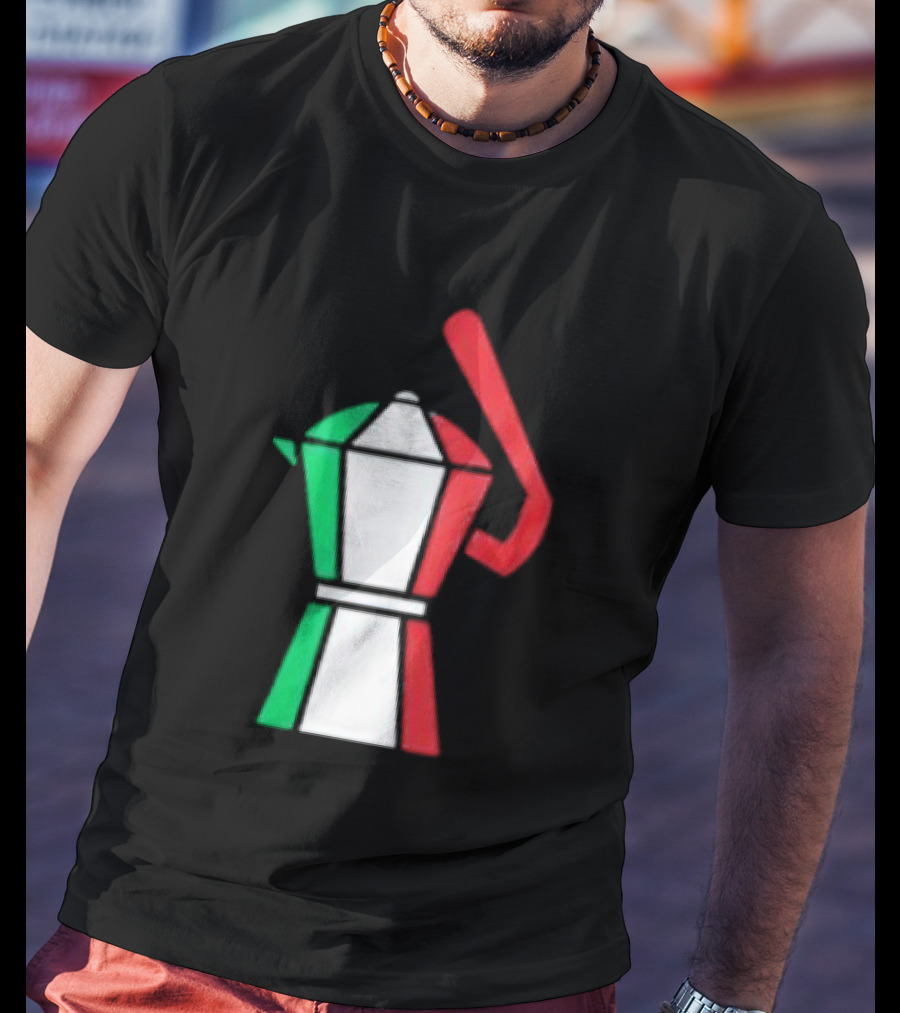 Italian Flag Moka Coffee Pot Icon Italy T-Shirt
