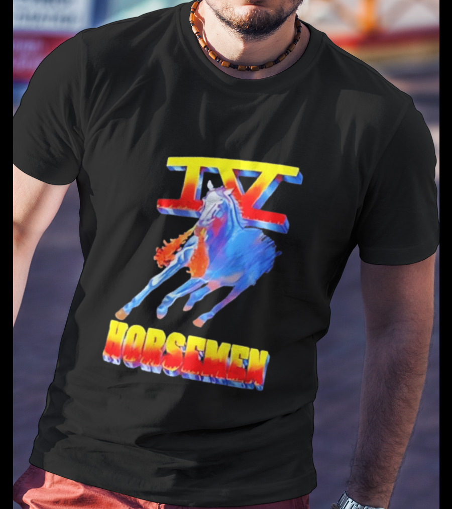 IV Horsemen Fire Breathing Blue Horse Flame Burst T-Shirt