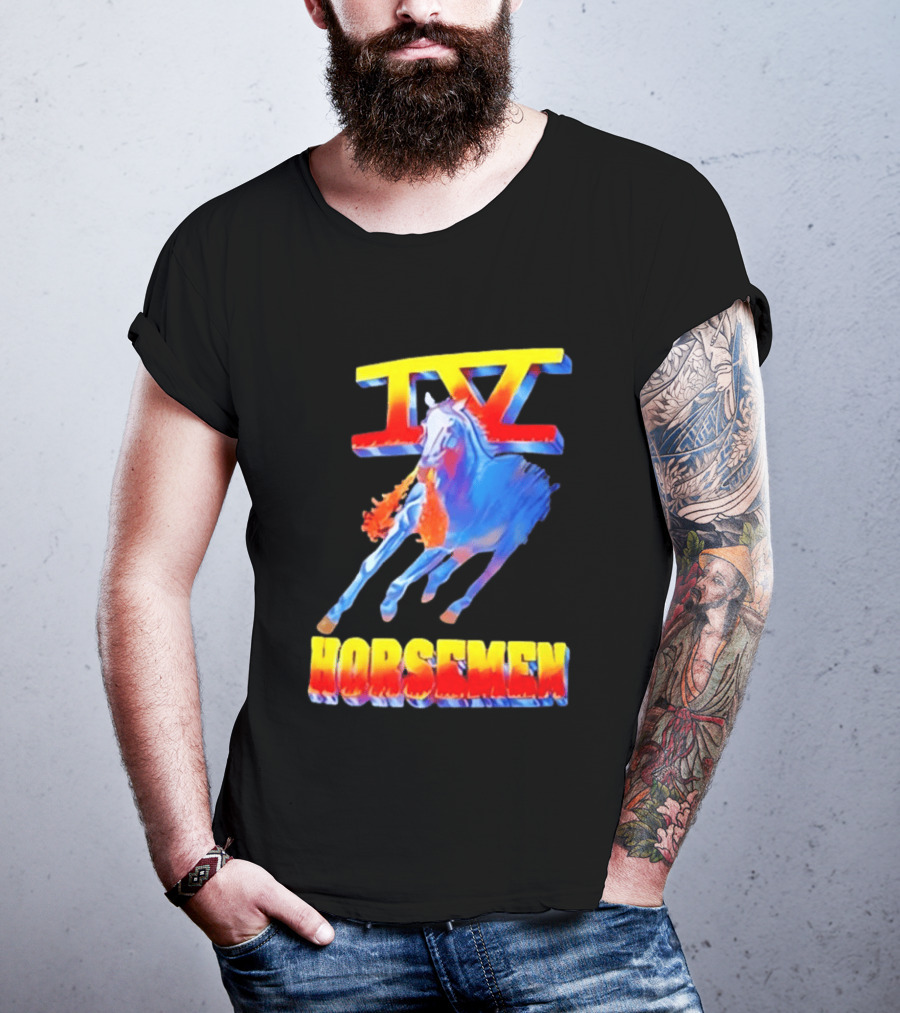IV Horsemen Fire Breathing Blue Horse Flame Burst T-Shirt