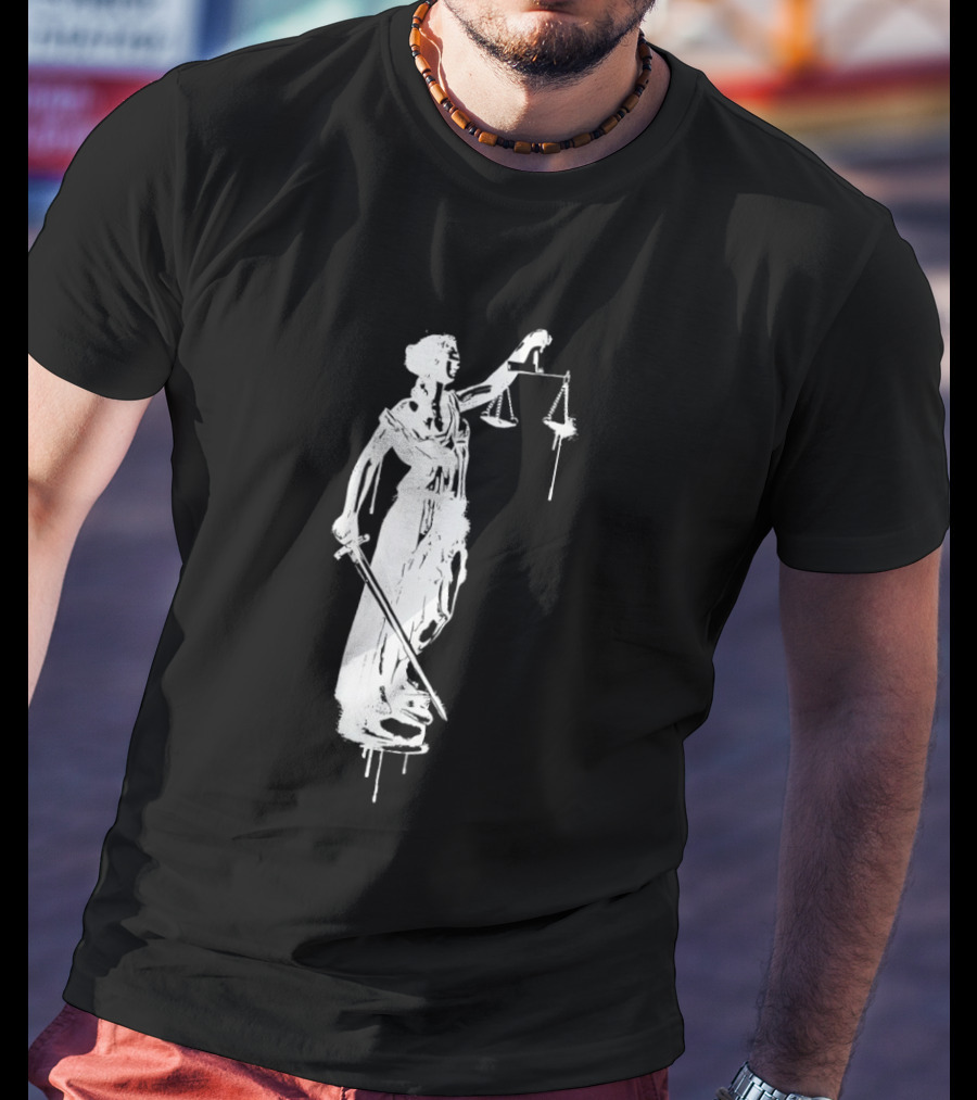 Blindfolded Justice Holding Scales And Sword T-Shirt