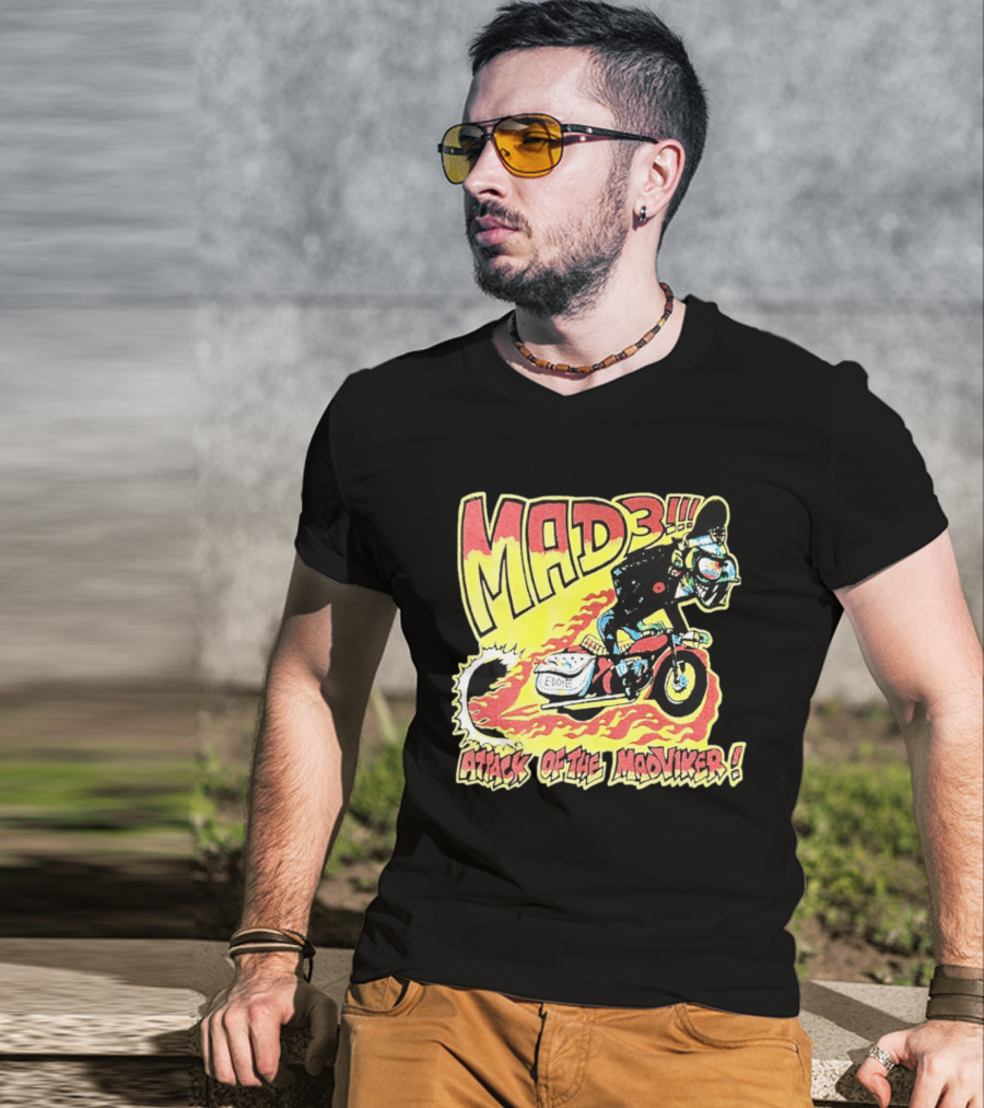 MAD 3 Attack Of The Mad Viker Eddie Biker Flame T-Shirt