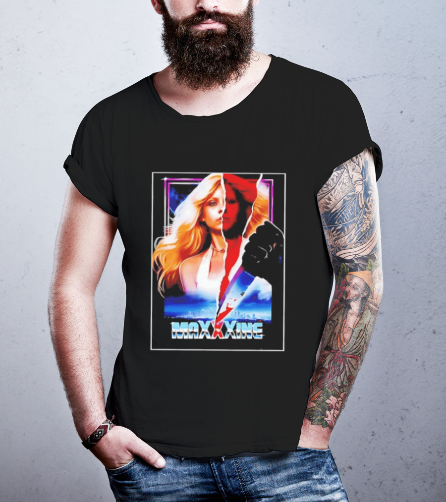 MaXXXine Mia Goth Horror Movie Knife Urban Skyline T-Shirt