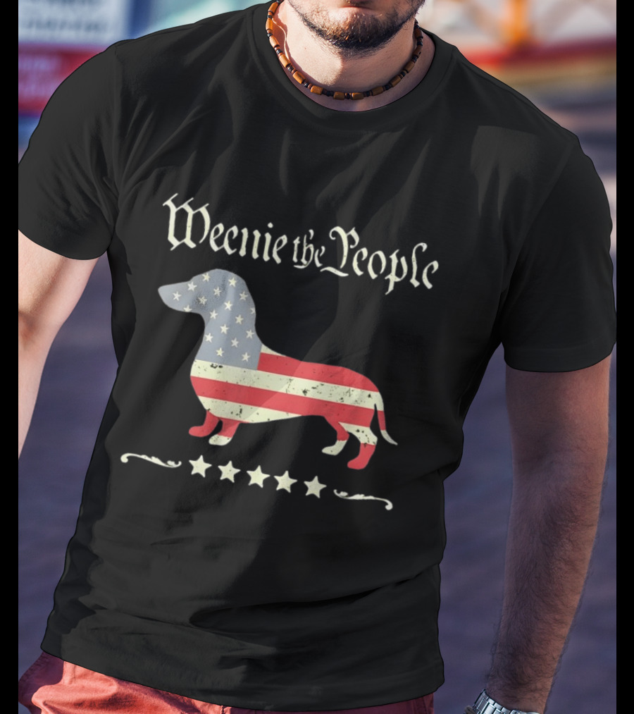 Weenie The People Dachshund American Flag Stars Patriotic Dog T-Shirt