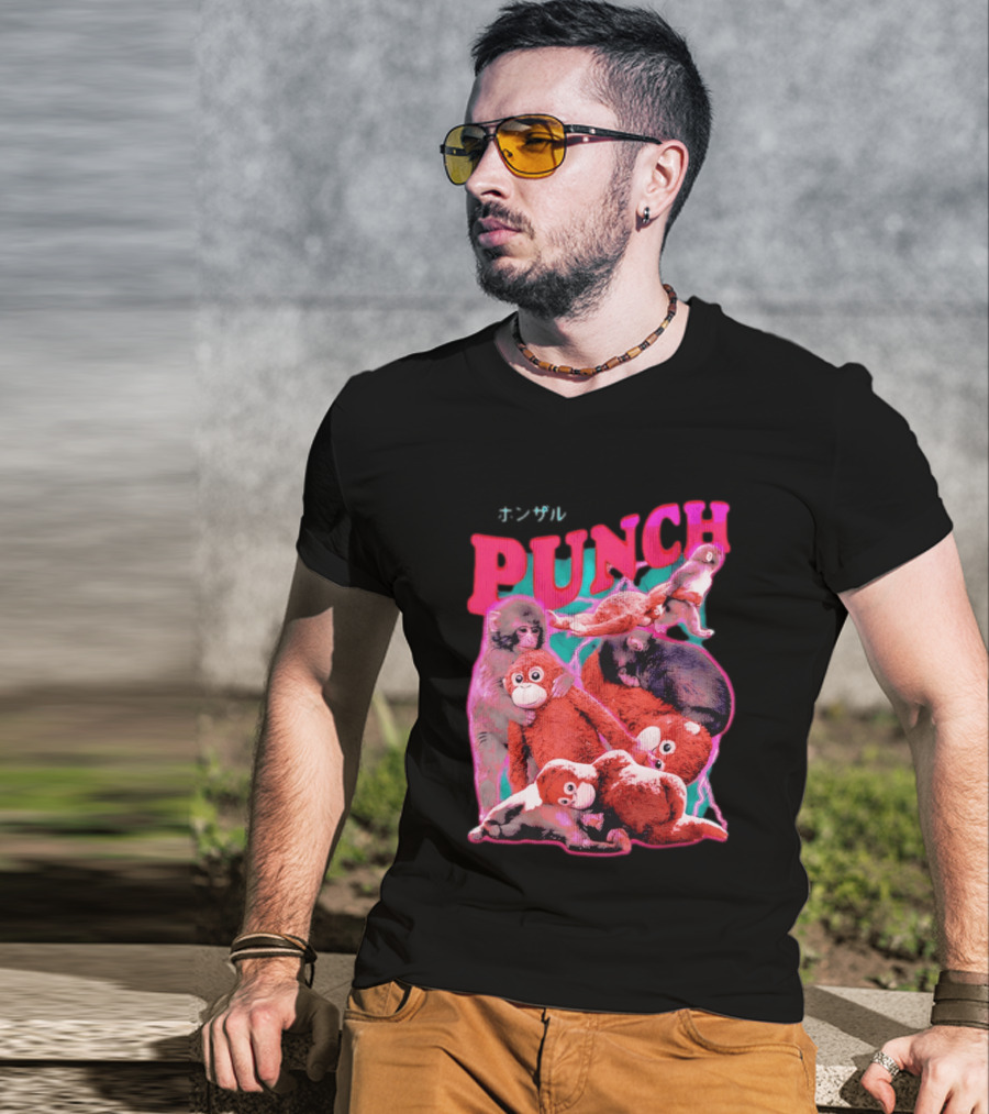 PUNCH Macaque Monkey Plush Collage T-Shirt