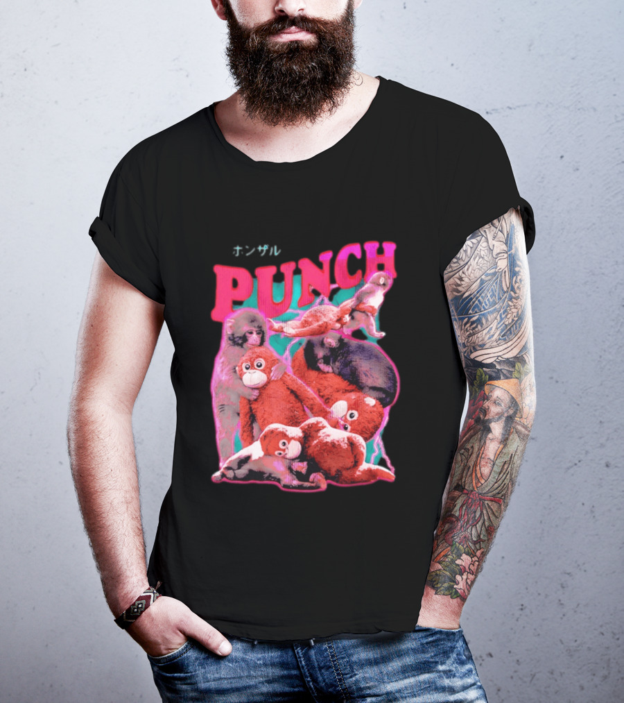 PUNCH Macaque Monkey Plush Collage T-Shirt