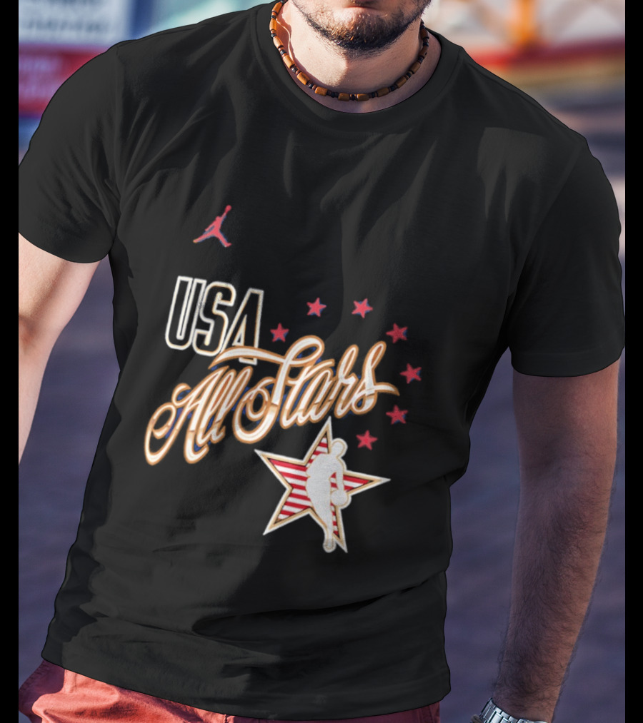 USA All Stars Basketball Red Stars Patriotic T-Shirt