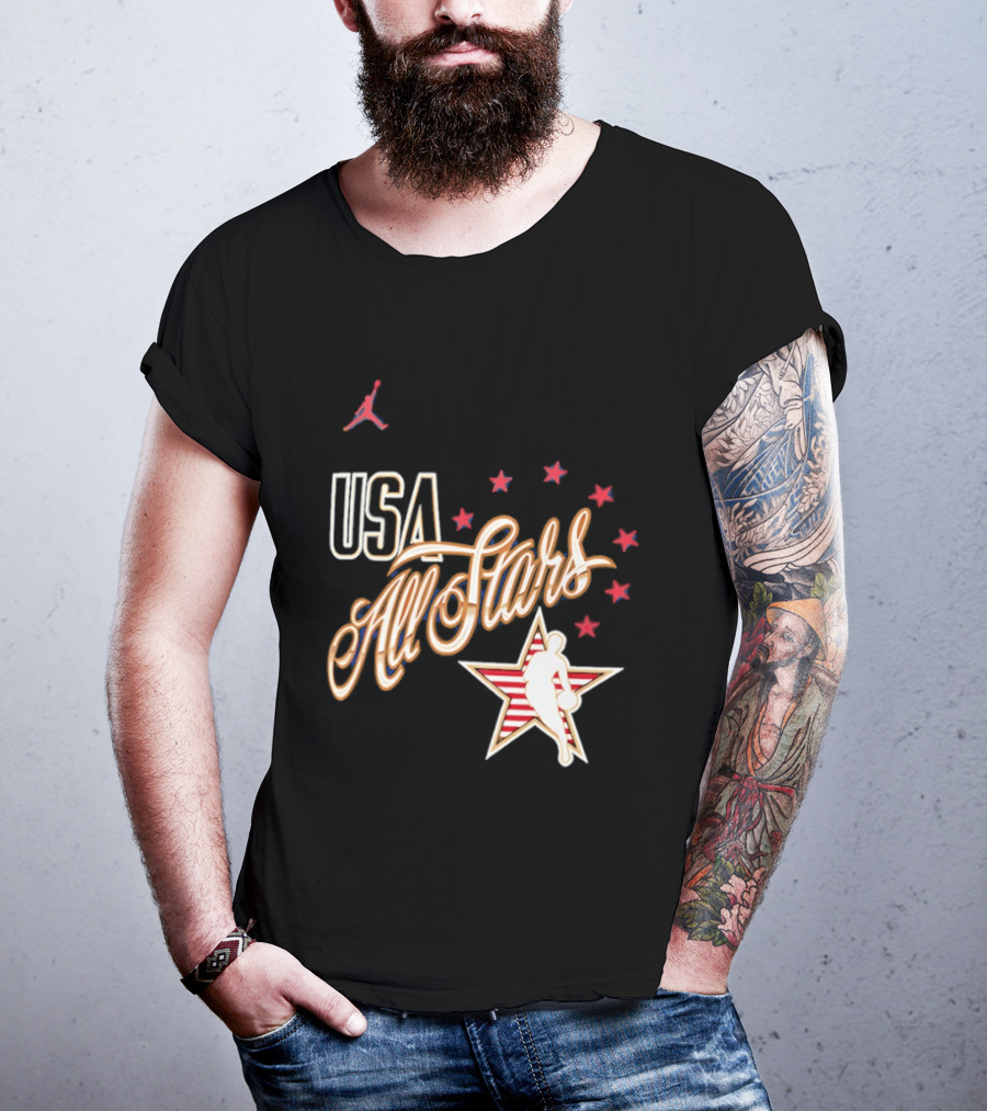 USA All Stars Basketball Red Stars Patriotic T-Shirt