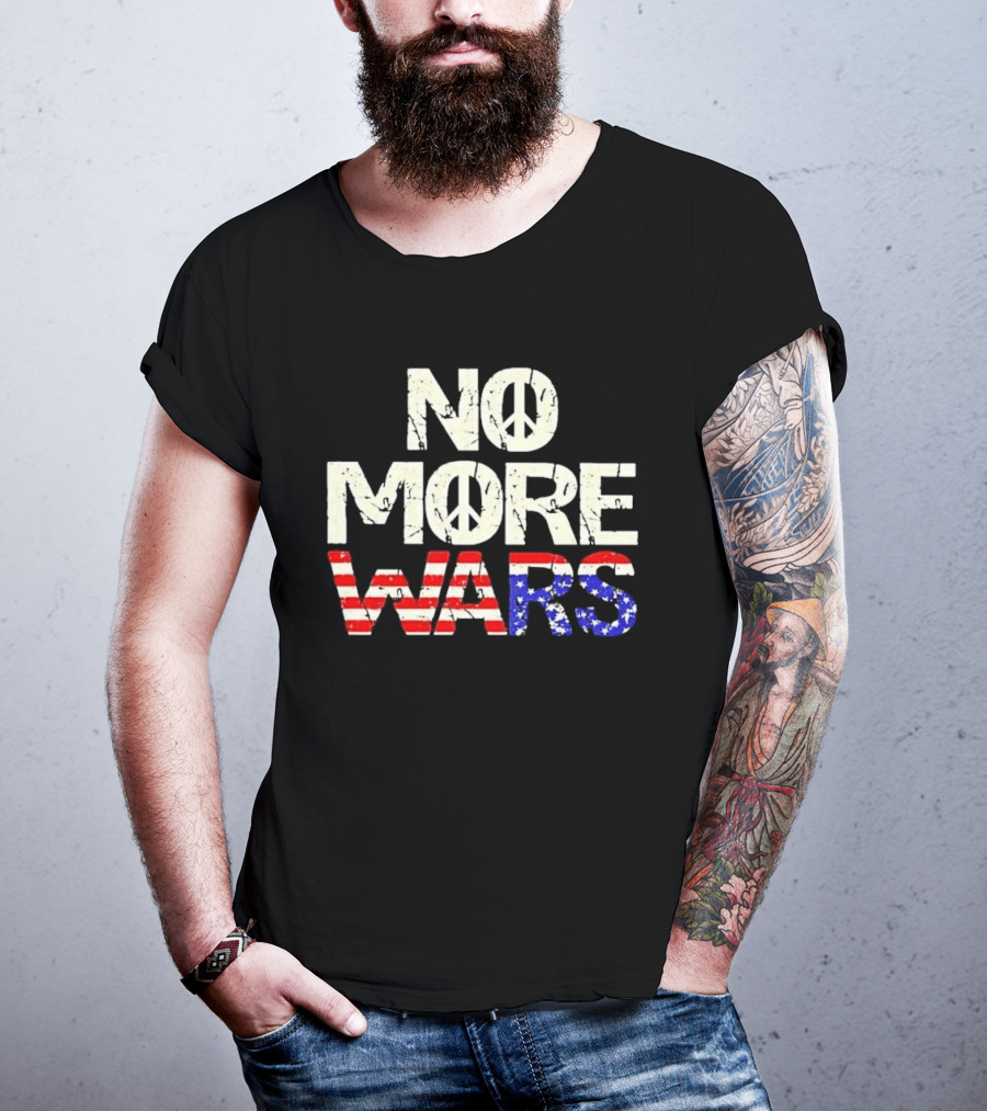 No More Wars American Flag Peace T-Shirt