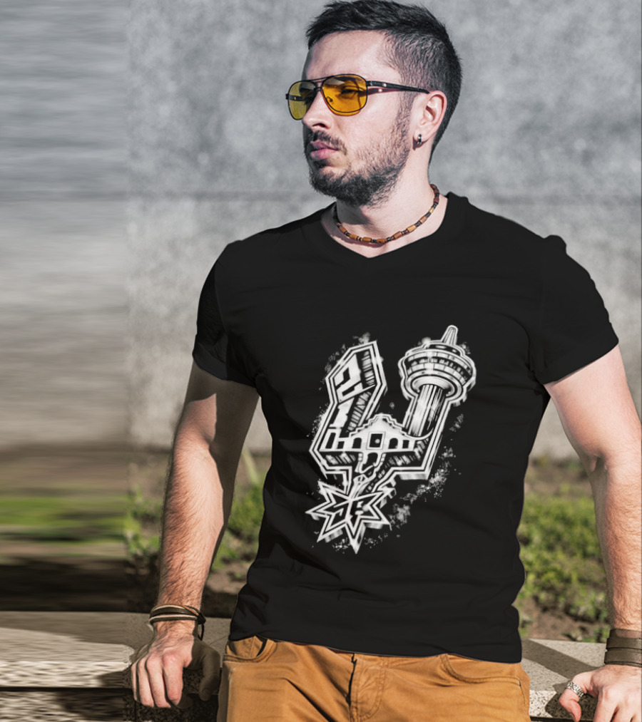 San Antonio Alamo Tower Spurs Star T-Shirt