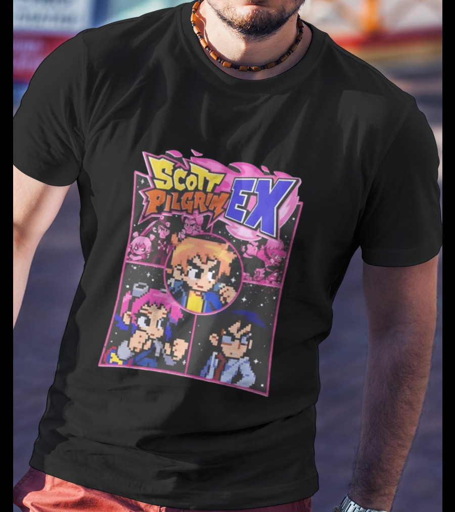 Scott Pilgrim EX Pixel Art Character Grid T-Shirt