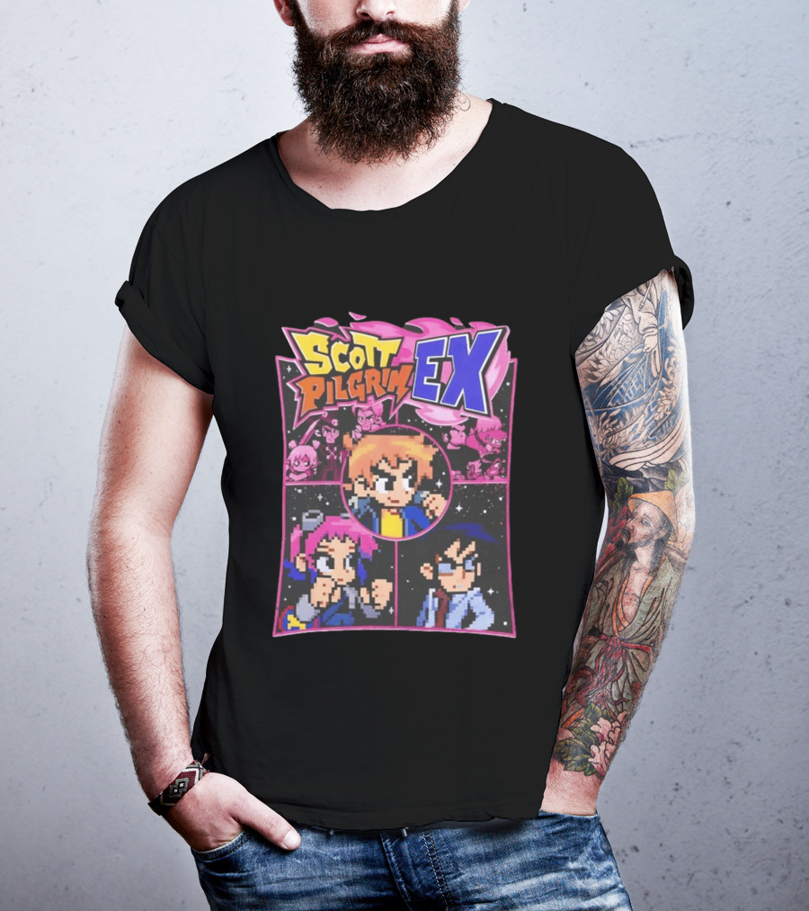 Scott Pilgrim EX Pixel Art Character Grid T-Shirt