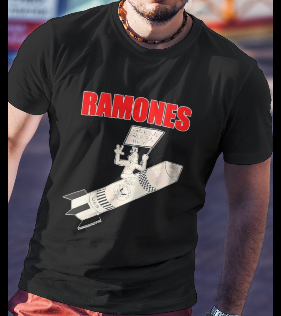Ramones Gabba Gabba Hey USS Rocket Cartoon T-Shirt