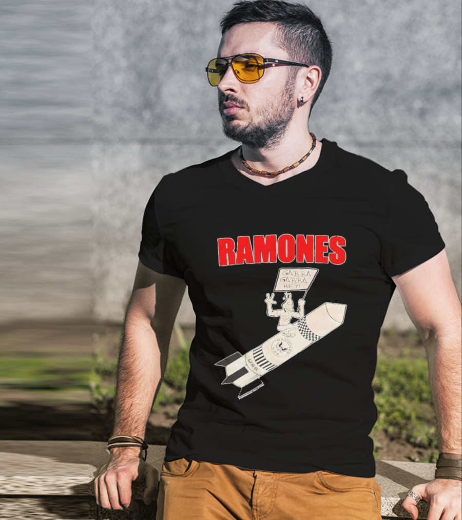 Ramones Gabba Gabba Hey USS Rocket Cartoon T-Shirt
