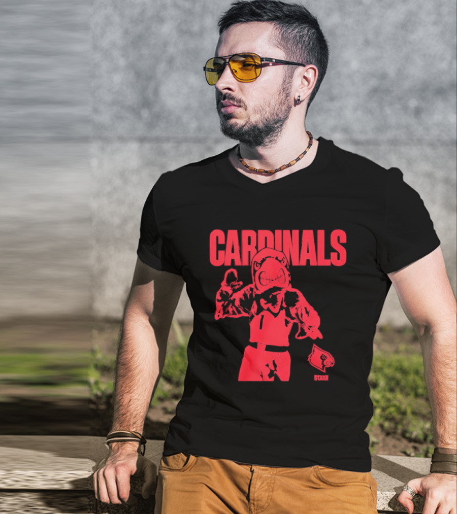St Louis Cardinals Bold Red Player Cartoon T-Shirt