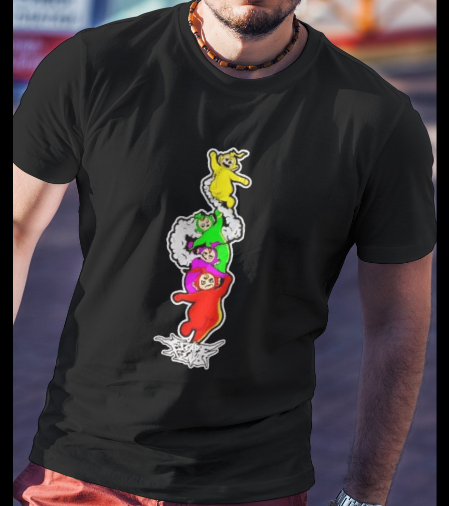 Teletubbies Escape Land Stacked Characters Graffiti T-Shirt