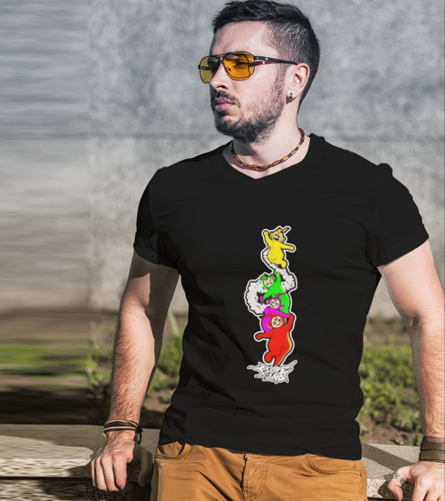 Teletubbies Escape Land Stacked Characters Graffiti T-Shirt