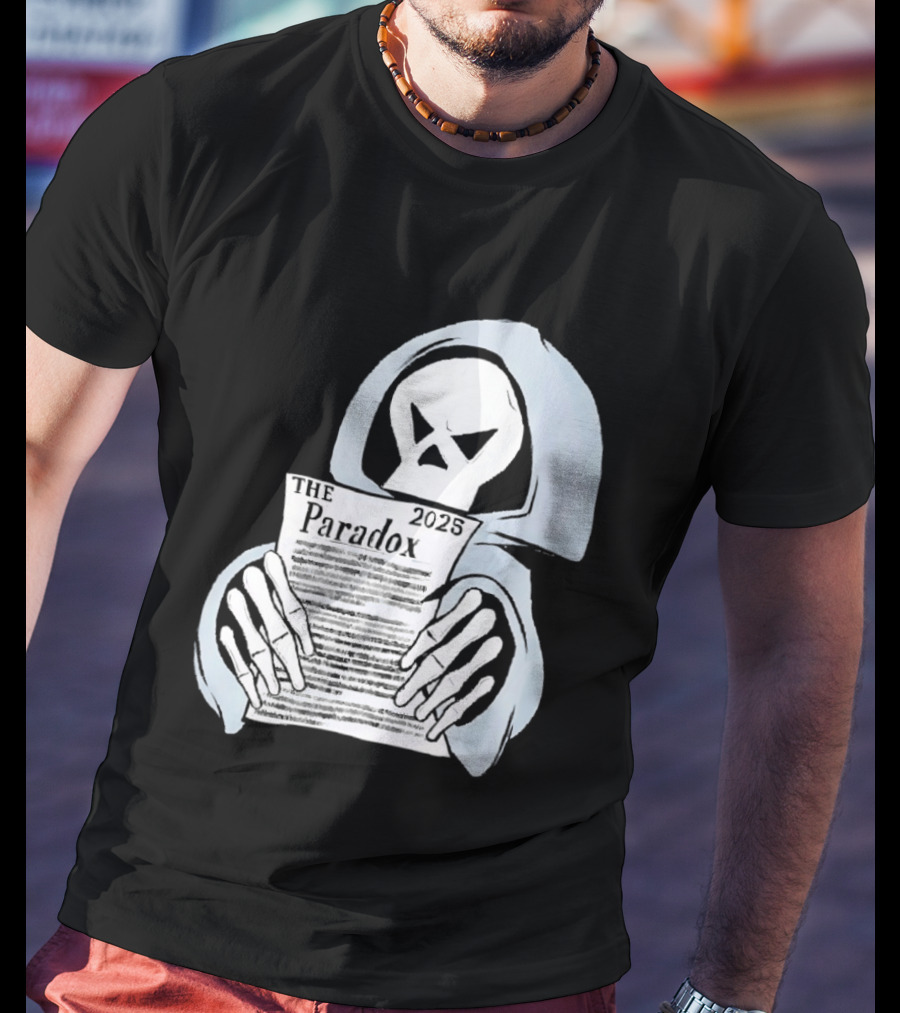 The Paradox Skull Grim Reaper Holding 2023 Newspaper T-Shirt