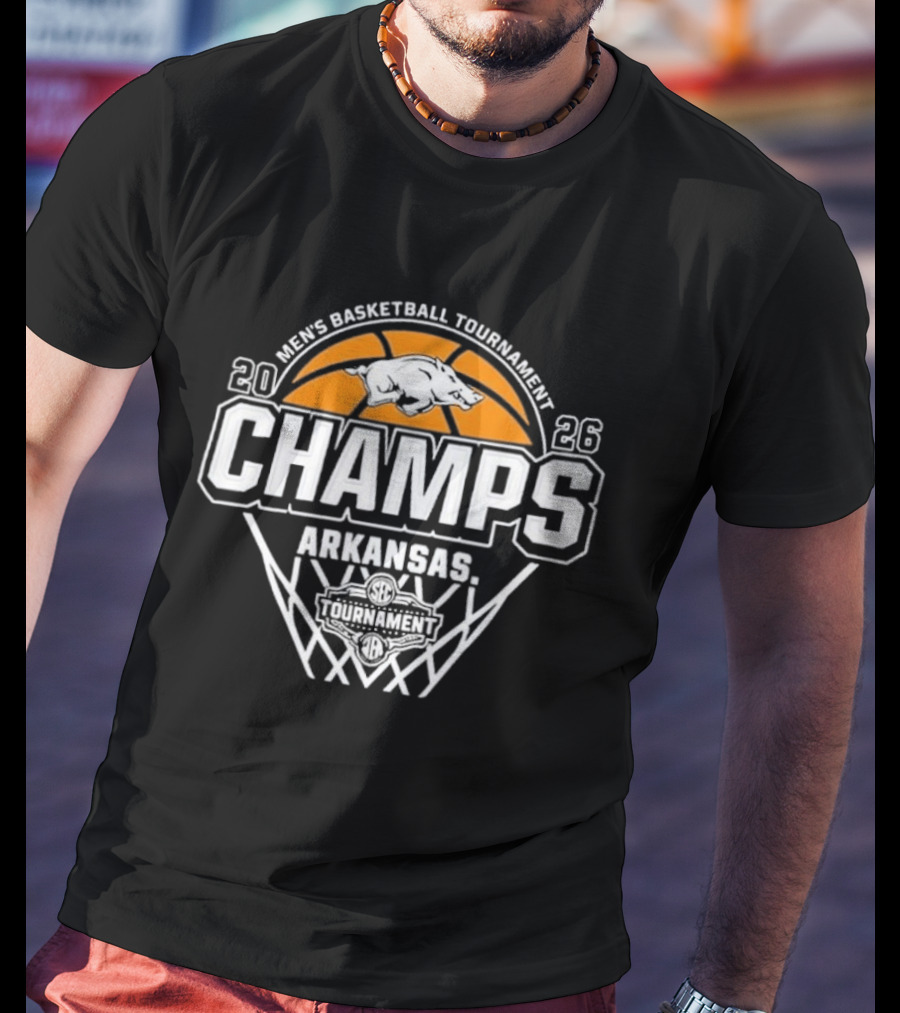 Men's Basketball Tournament 2026 Champs Arkansas Razorbacks T-Shirt