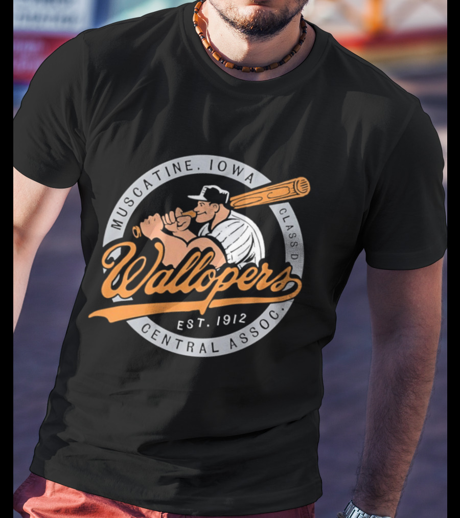 Muscatine Iowa Wallopers Central Assoc Est 1912 Baseball T-Shirt