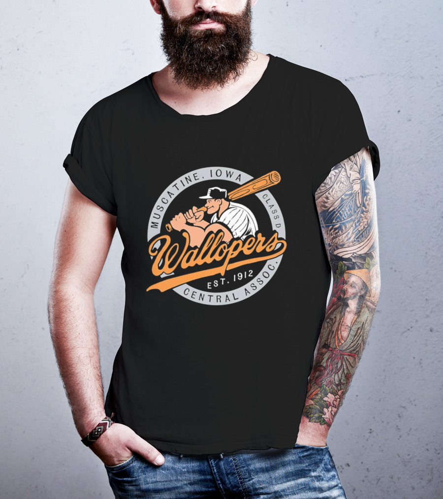 Muscatine Iowa Wallopers Central Assoc Est 1912 Baseball T-Shirt