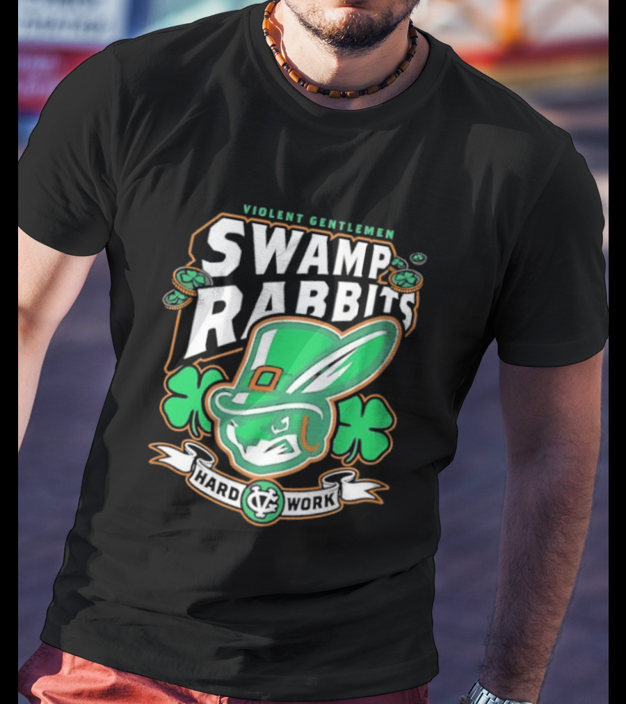 Violent Gentlemen Swamp Rabbits Hard Work Swamp Leprechaun T-Shirt