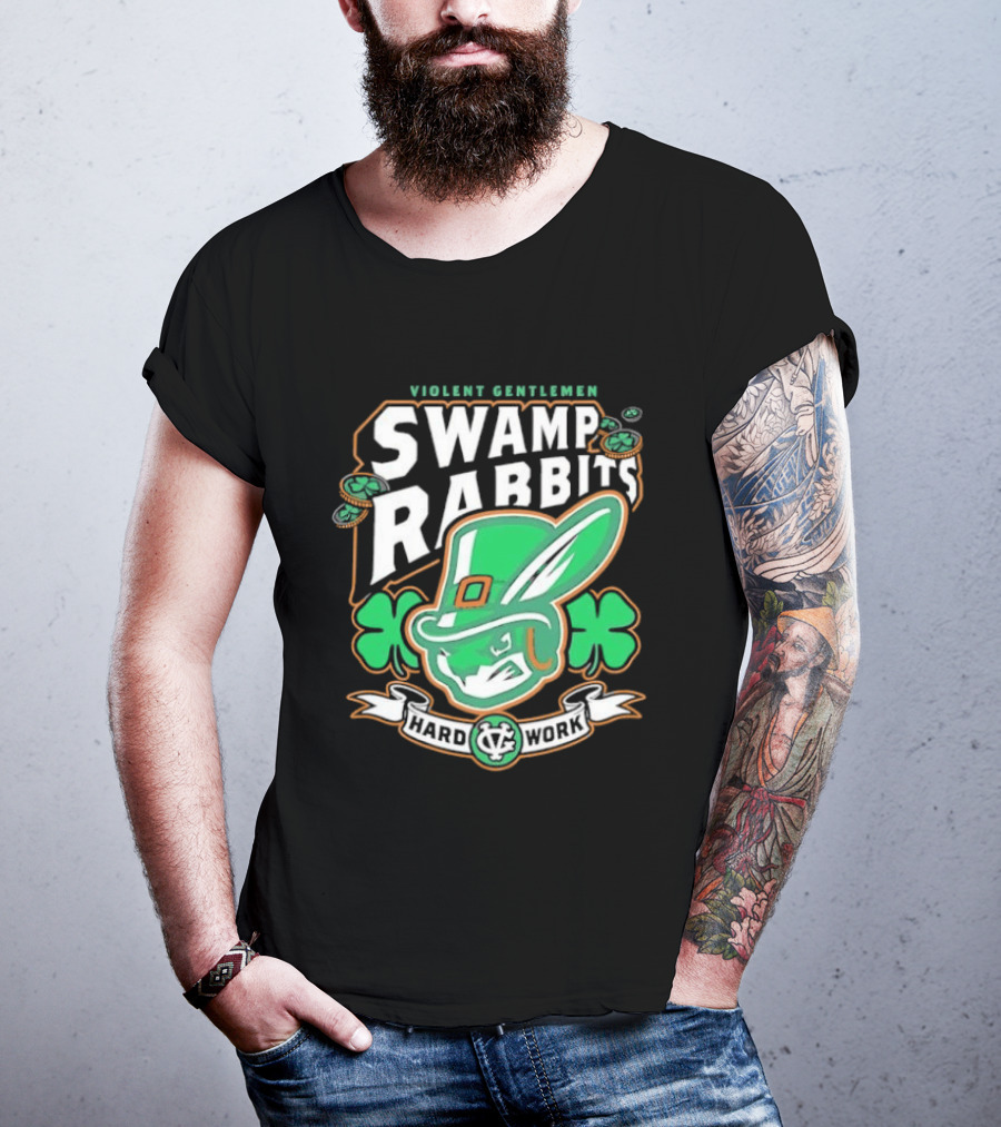 Violent Gentlemen Swamp Rabbits Hard Work Swamp Leprechaun T-Shirt