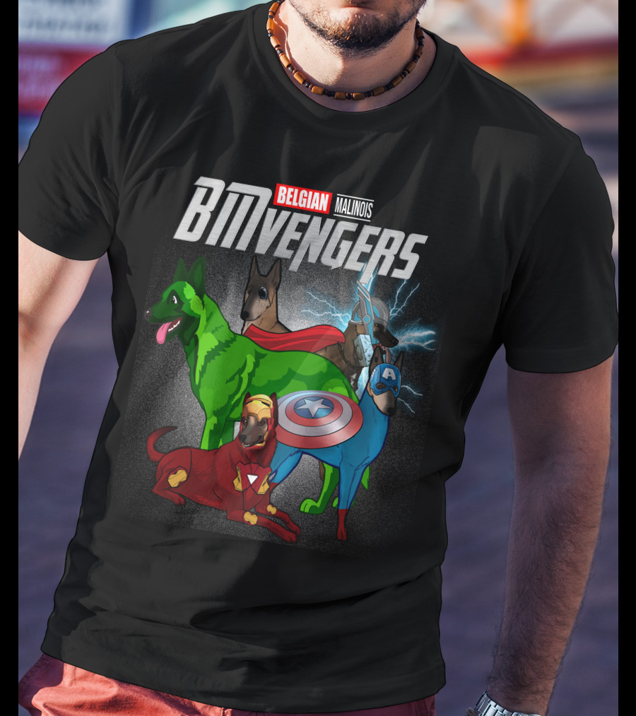 Belgian Malinois BMVengers Superhero Team-Up T-Shirt