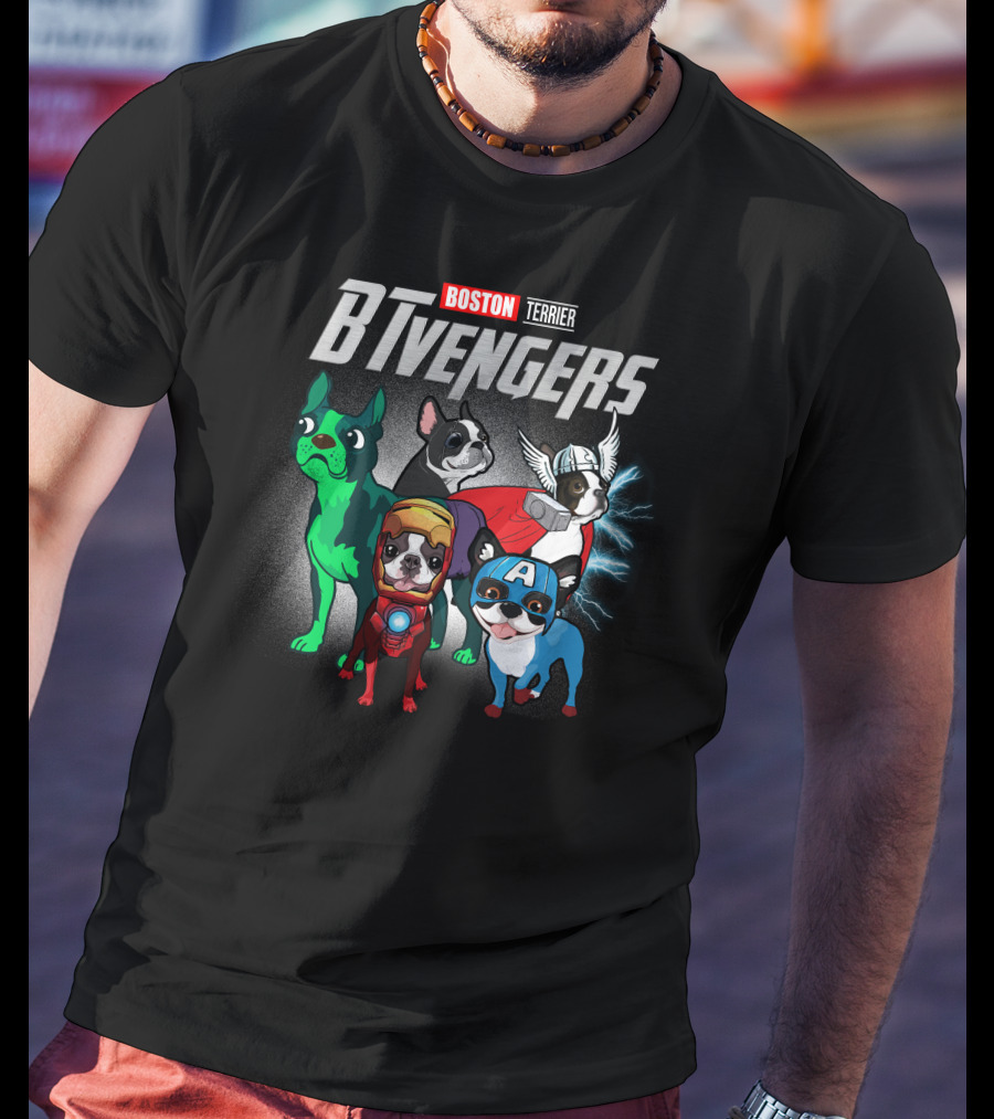Boston Terrier BTvengers Superhero Dogs T-Shirt