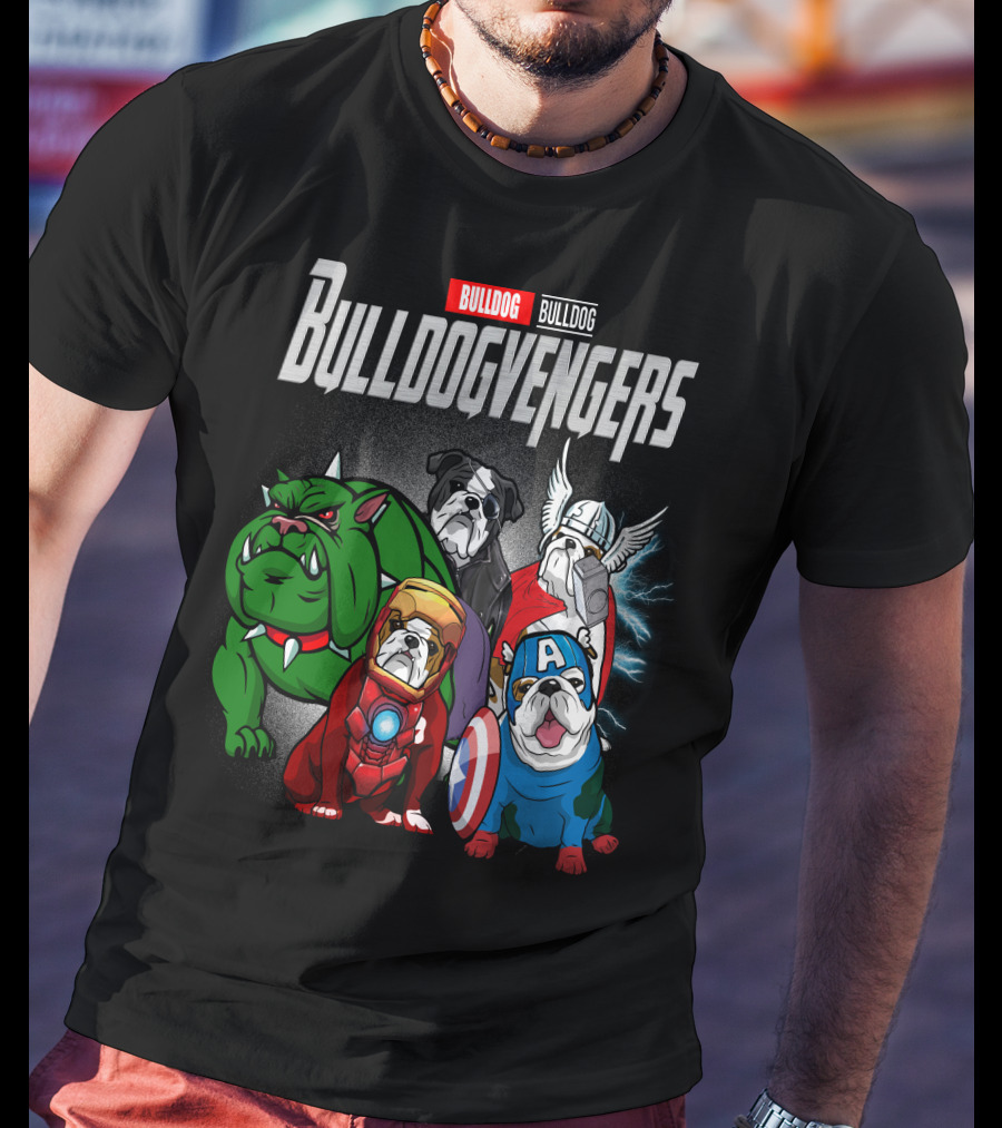 Bulldog Bulldogvengers Hulk Iron Man Captain America Thor T-Shirt