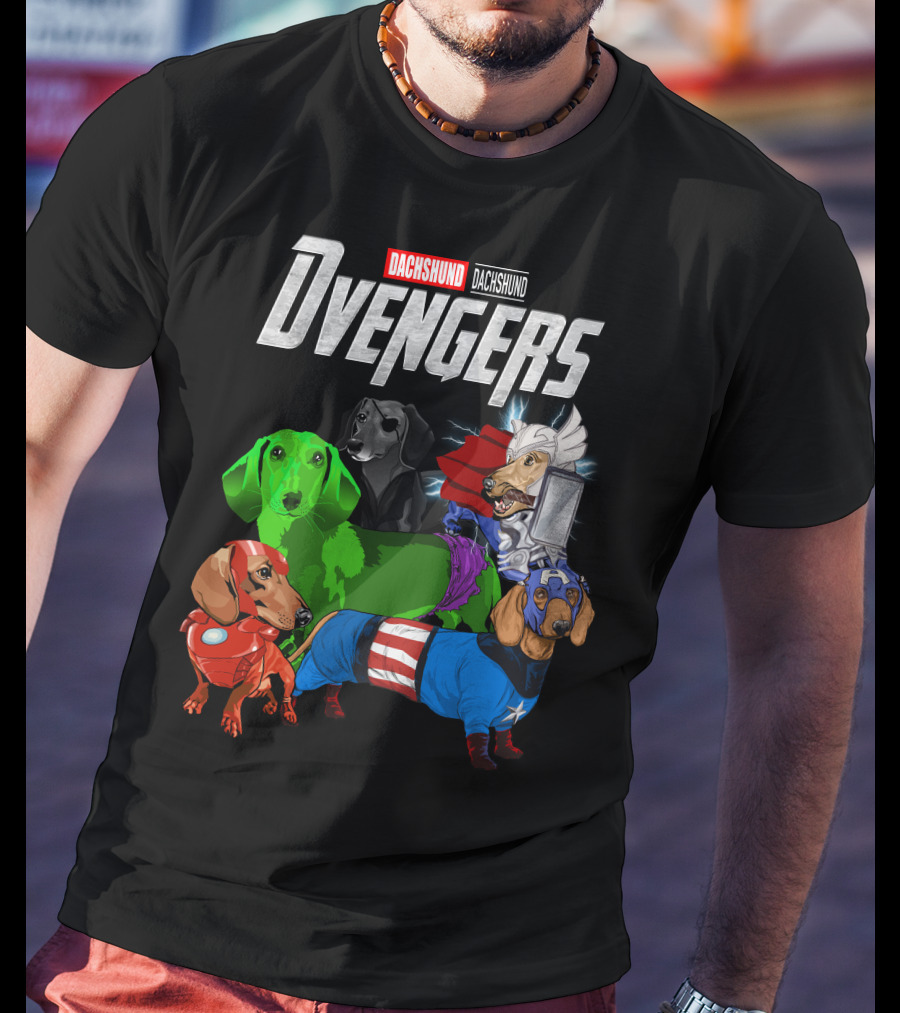 Dachshund Dvengers Dogs In Superhero Costumes T-Shirt