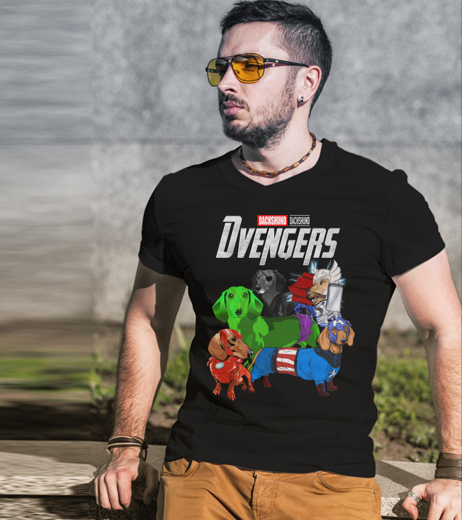 Dachshund Dvengers Dogs In Superhero Costumes T-Shirt